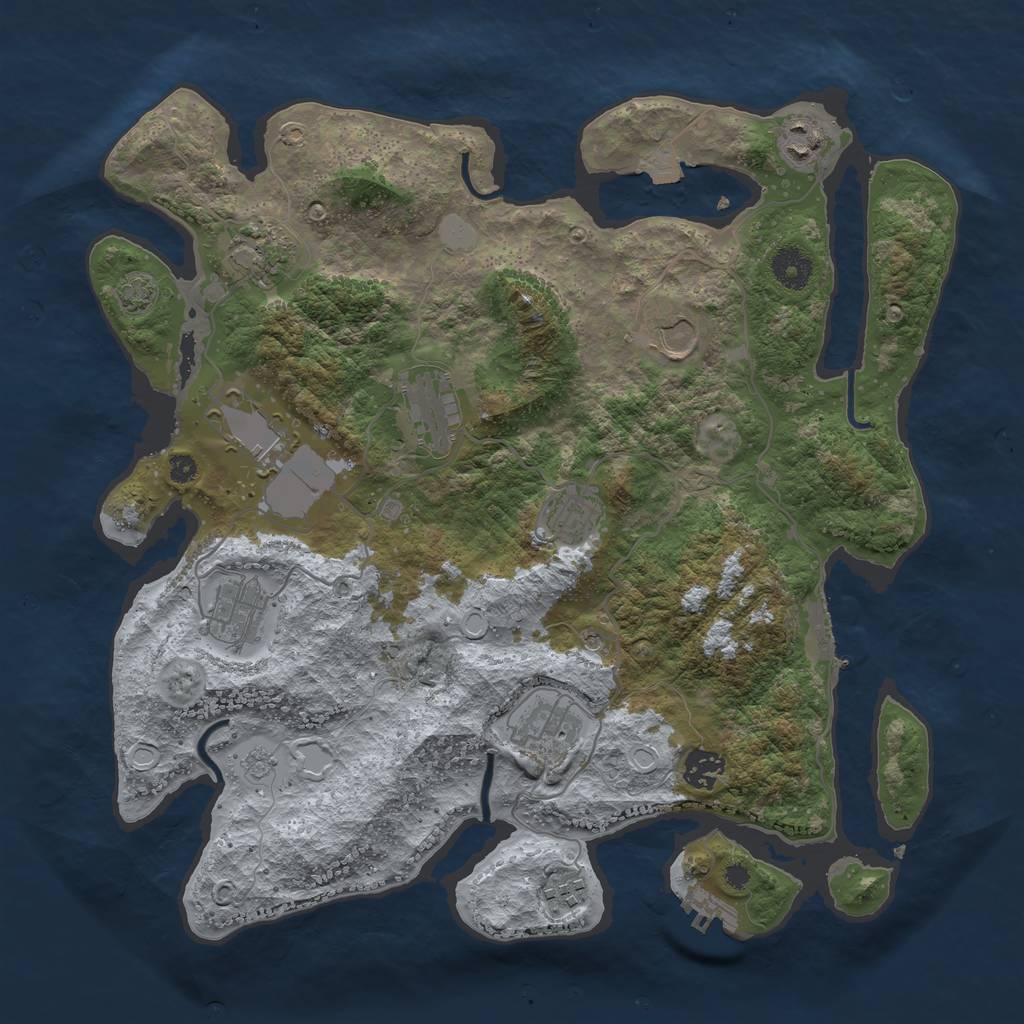 Rust Map: Procedural Map, Size: 3750, Seed: 70009409, 18 Monuments