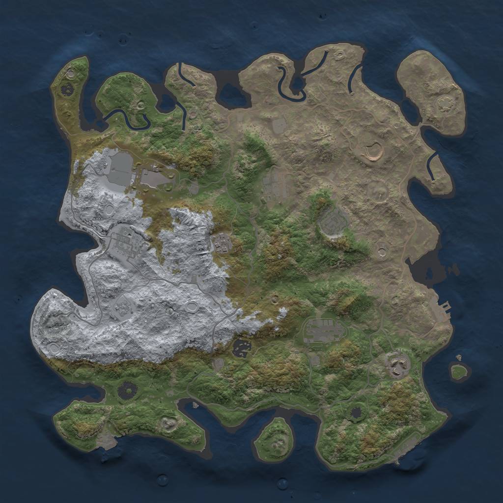 Rust Map: Procedural Map, Size: 4000, Seed: 346150310, 17 Monuments