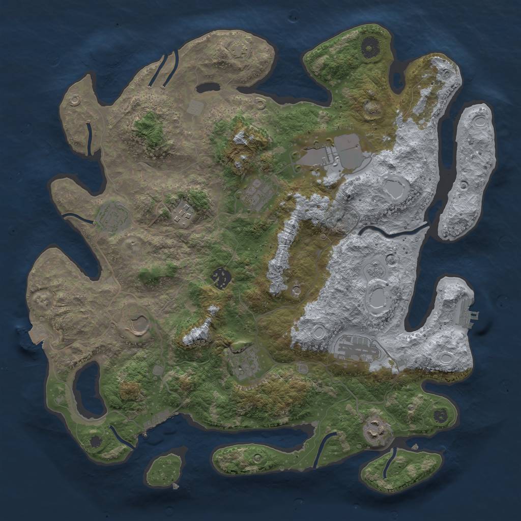 Rust Map: Procedural Map, Size: 3850, Seed: 94302008, 17 Monuments