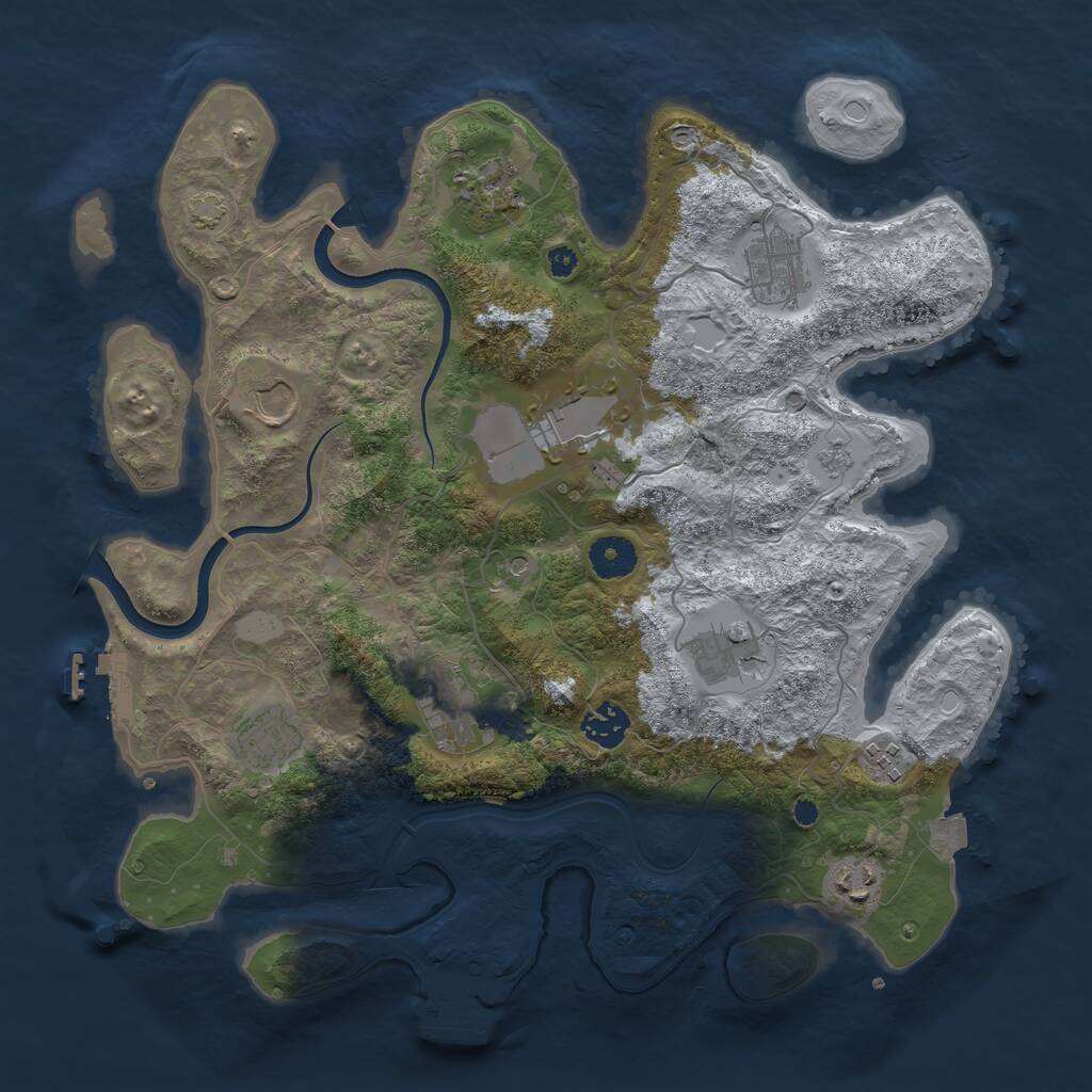 Rust Map: Procedural Map, Size: 3650, Seed: 7909981, 16 Monuments