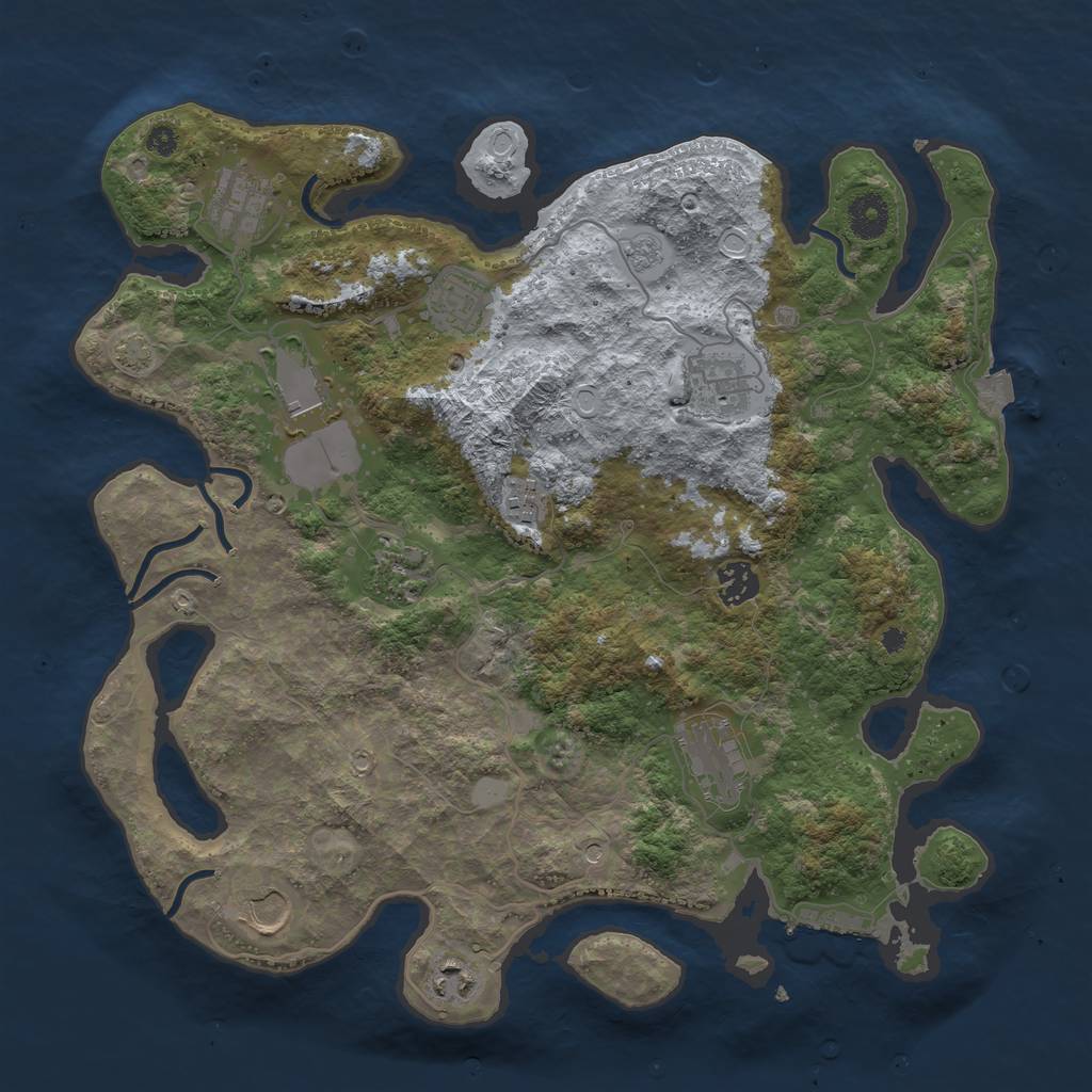 Rust Map: Procedural Map, Size: 3750, Seed: 23519227, 17 Monuments