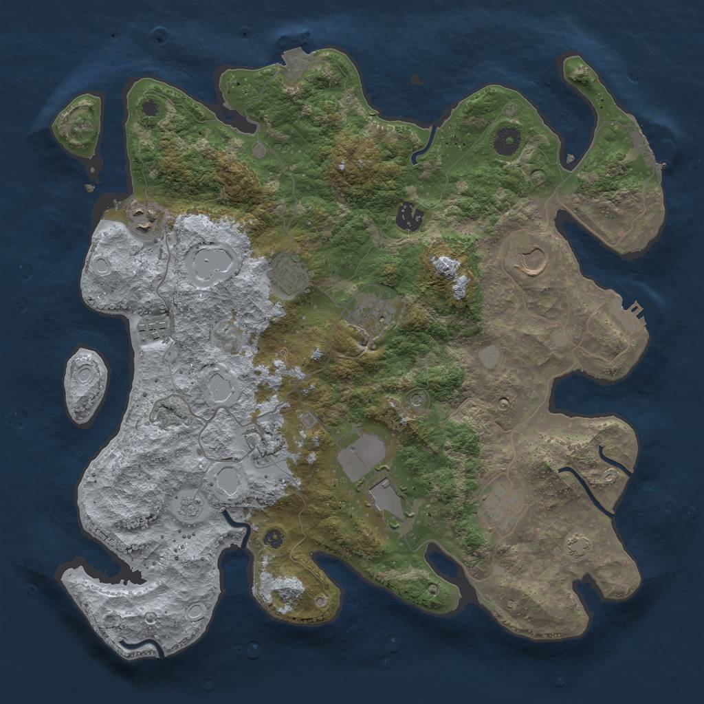 Rust Map: Procedural Map, Size: 3800, Seed: 57837342, 17 Monuments