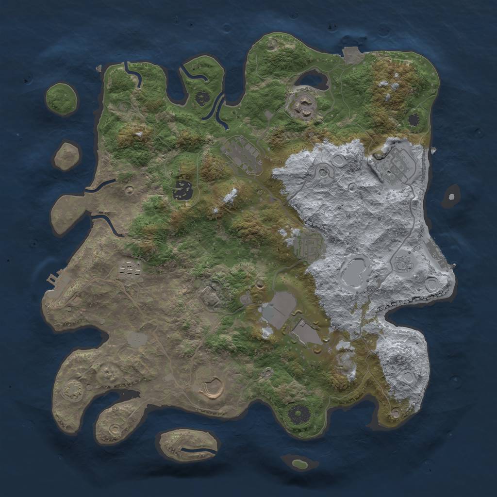 Rust Map: Procedural Map, Size: 3600, Seed: 74342285, 16 Monuments