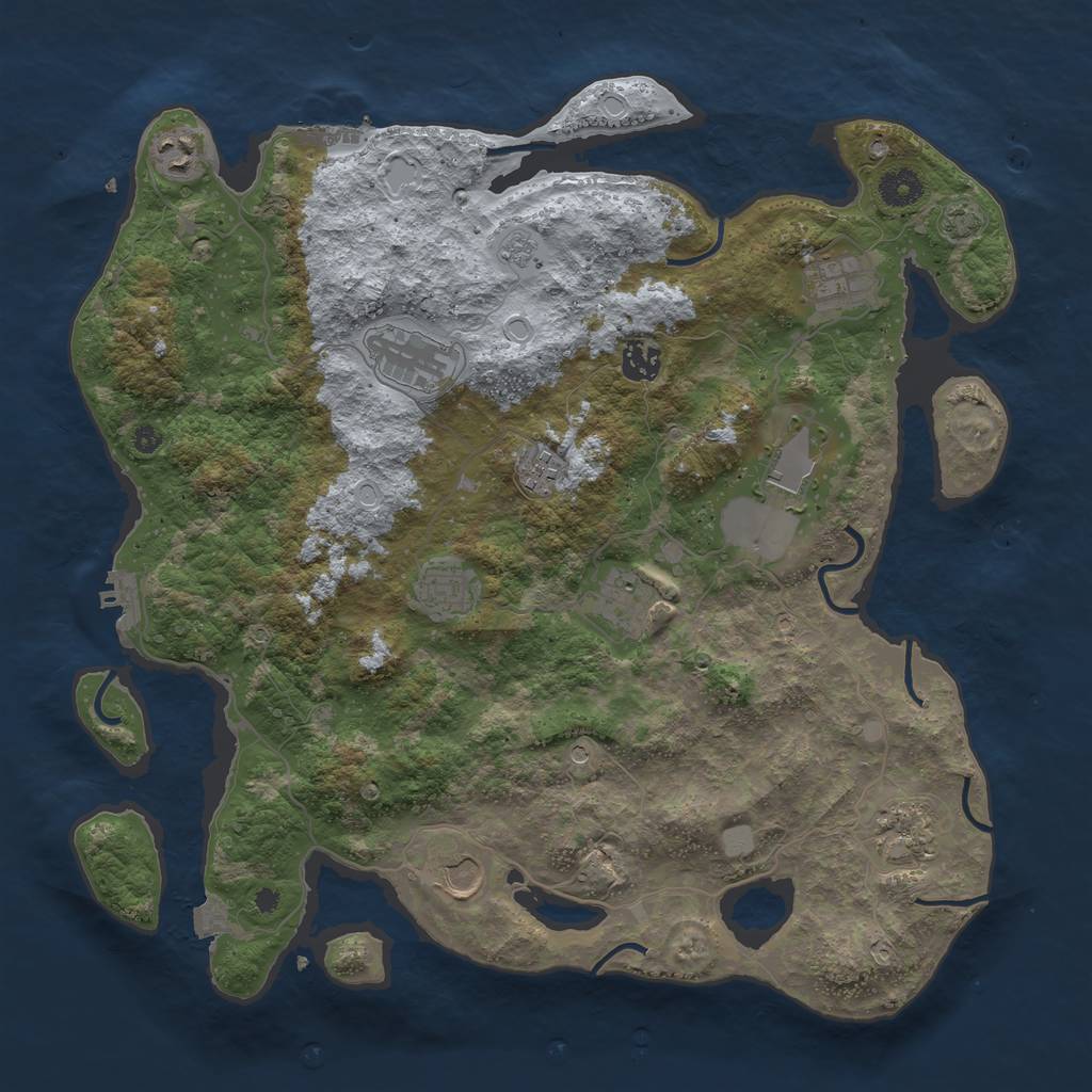 Rust Map: Procedural Map, Size: 3950, Seed: 29267441, 18 Monuments