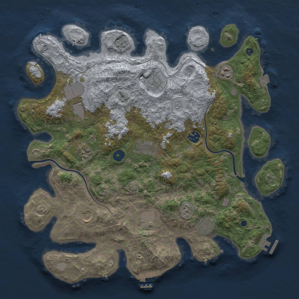 Rust Map: Procedural Map, Size: 3950, Seed: 1848276, 16 Monuments