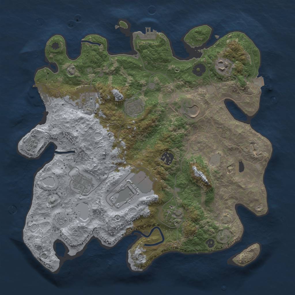 Rust Map: Procedural Map, Size: 3500, Seed: 1142410746, 17 Monuments