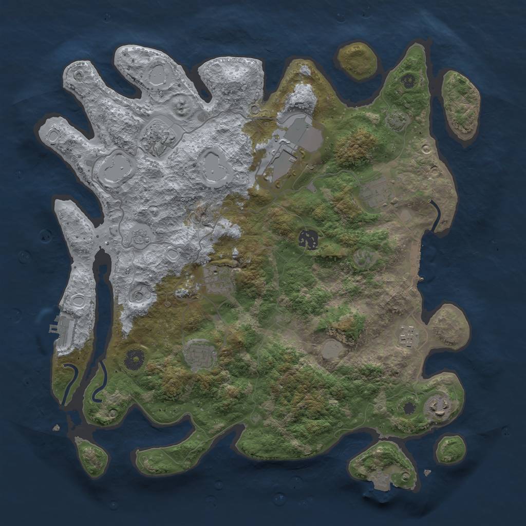 Rust Map: Procedural Map, Size: 3800, Seed: 38050698, 16 Monuments