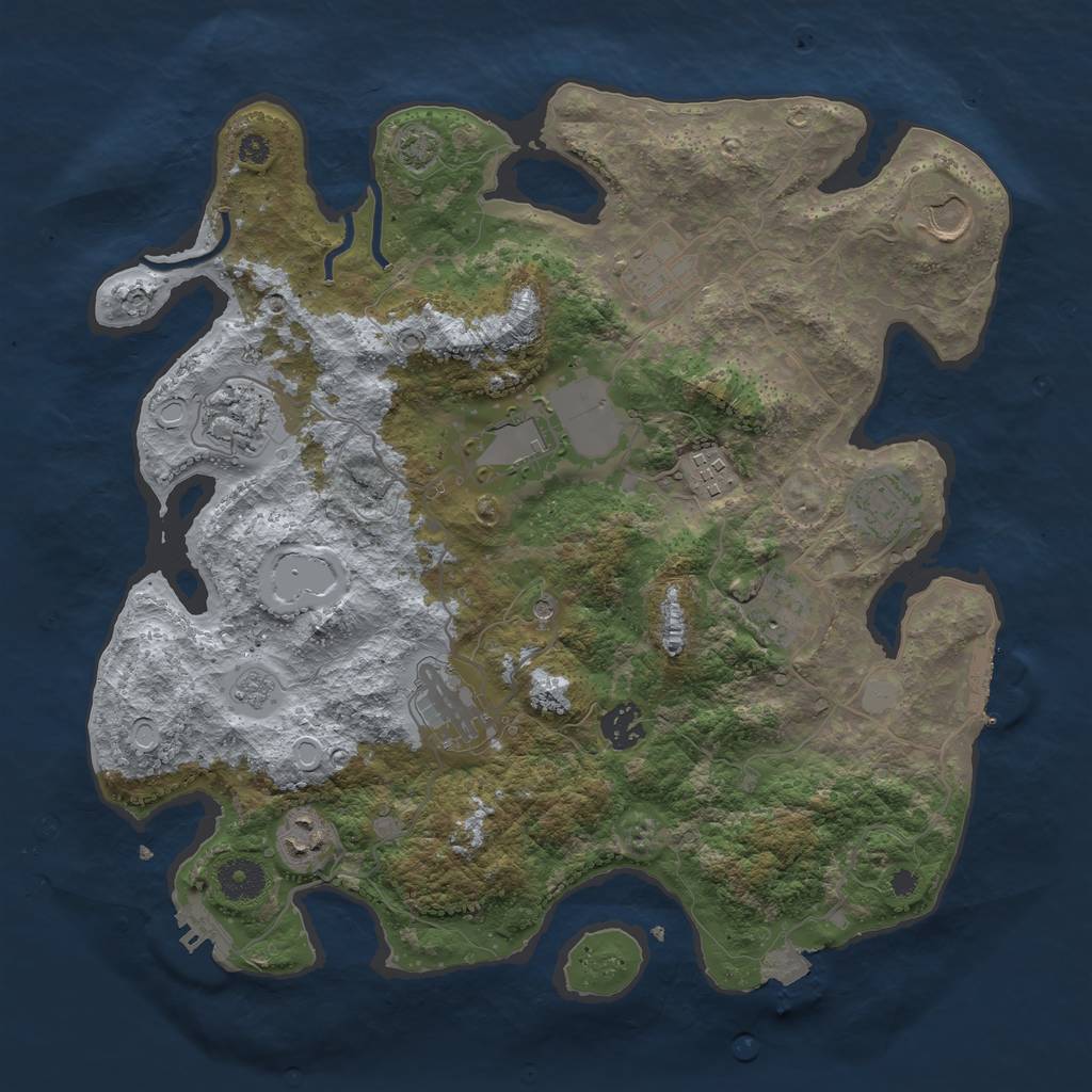 Rust Map: Procedural Map, Size: 3650, Seed: 46125153, 18 Monuments