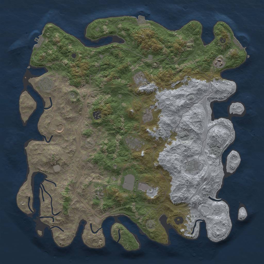 Rust Map: Procedural Map, Size: 4500, Seed: 124241722, 19 Monuments