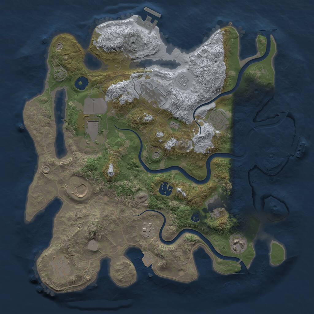 Rust Map: Procedural Map, Size: 3500, Seed: 48252269, 15 Monuments