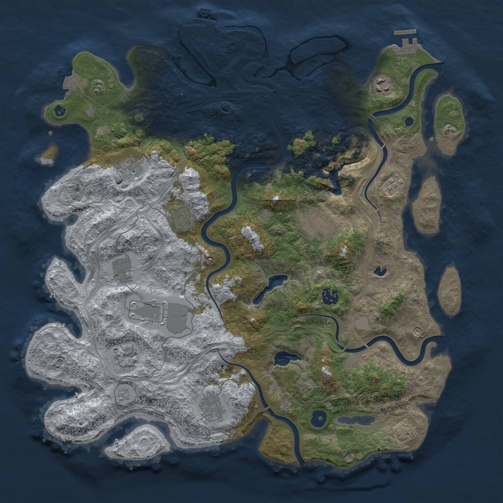 Rust Map: Procedural Map, Size: 4500, Seed: 473754683, 16 Monuments
