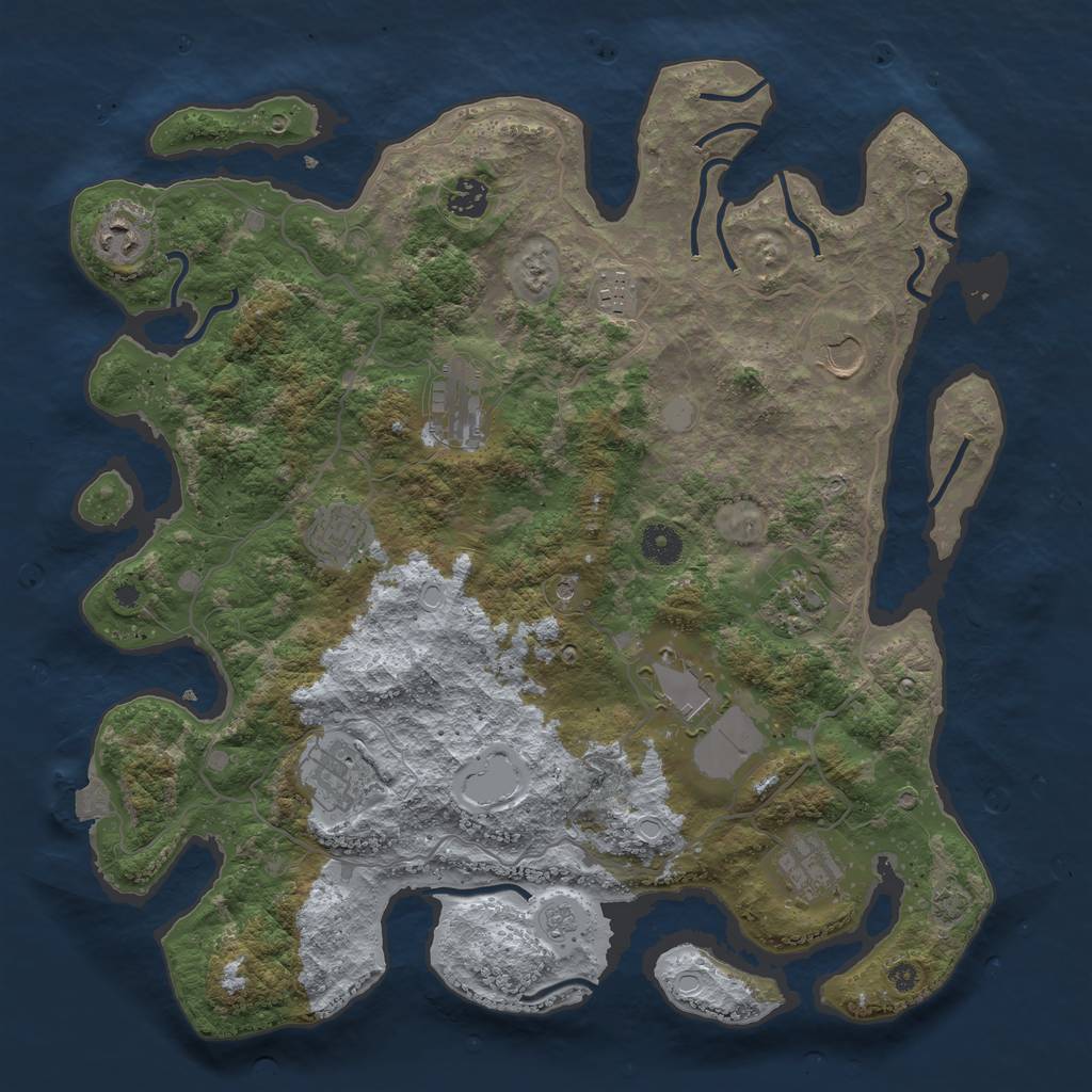 Rust Map: Procedural Map, Size: 4000, Seed: 48423, 16 Monuments