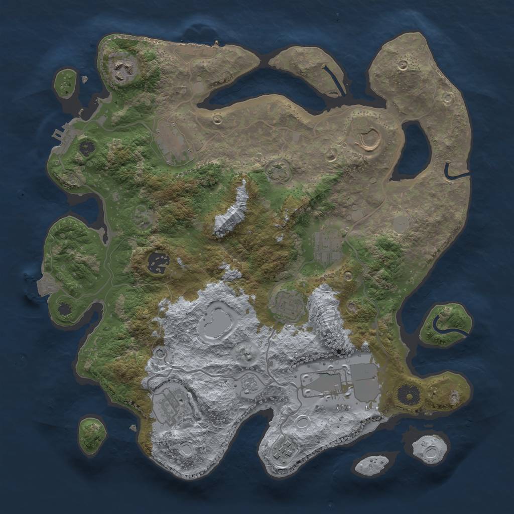Rust Map: Procedural Map, Size: 3500, Seed: 1396772504, 17 Monuments