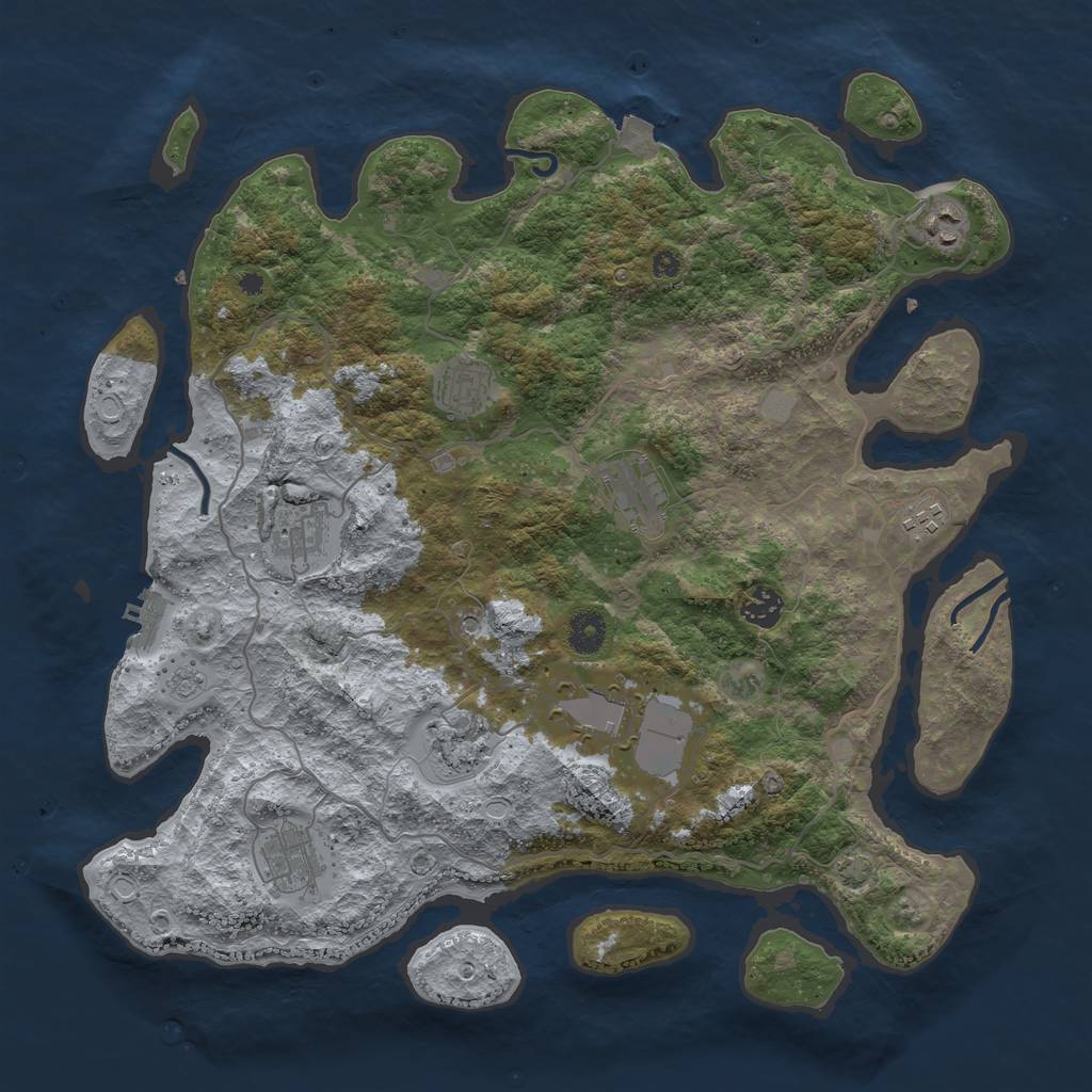 Rust Map: Procedural Map, Size: 4000, Seed: 91371674, 16 Monuments