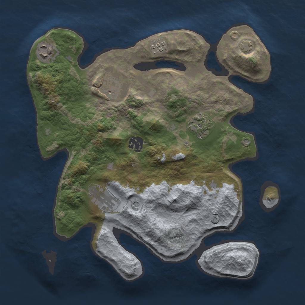 Rust Map: Barren, Size: 3000, Seed: 522446, 10 Monuments