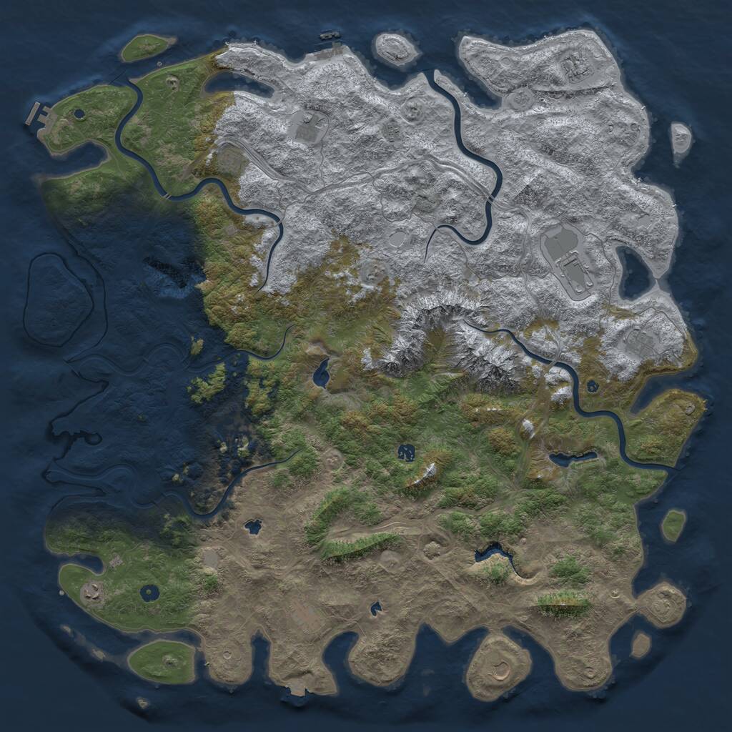 Rust Map: Procedural Map, Size: 6000, Seed: 31490531, 17 Monuments