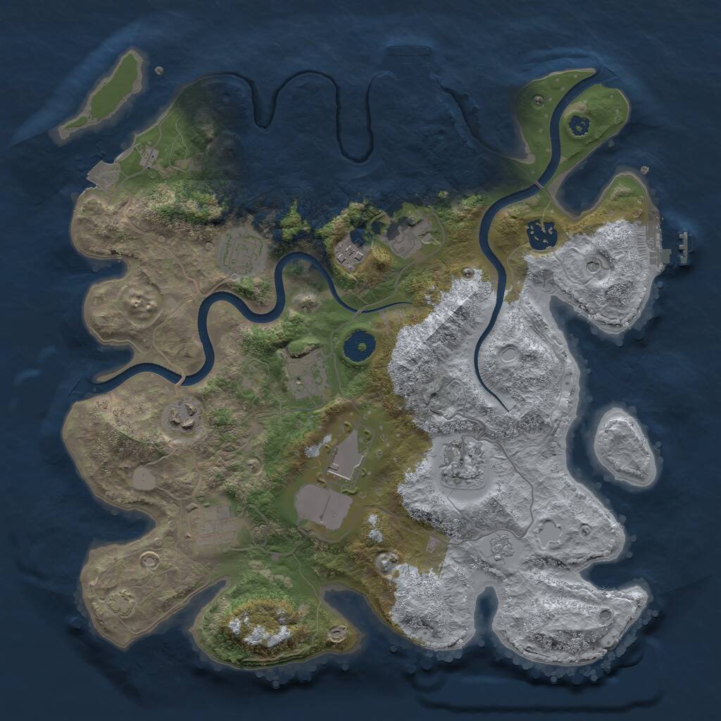 Rust Map: Procedural Map, Size: 3500, Seed: 1300136171, 15 Monuments