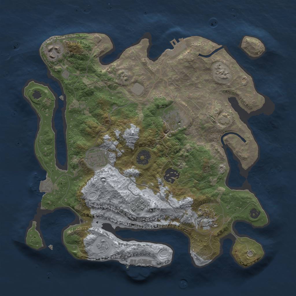 Rust Map: Procedural Map, Size: 3000, Seed: 1611392341, 13 Monuments