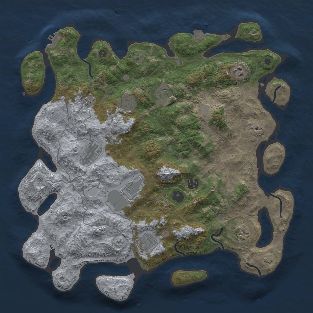 Rust Map: Procedural Map, Size: 4000, Seed: 98069331, 16 Monuments