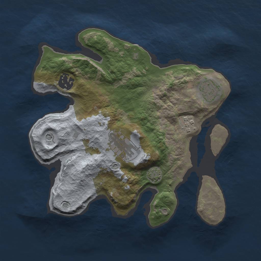 Rust Map: Barren, Size: 2500, Seed: 921838433, 8 Monuments