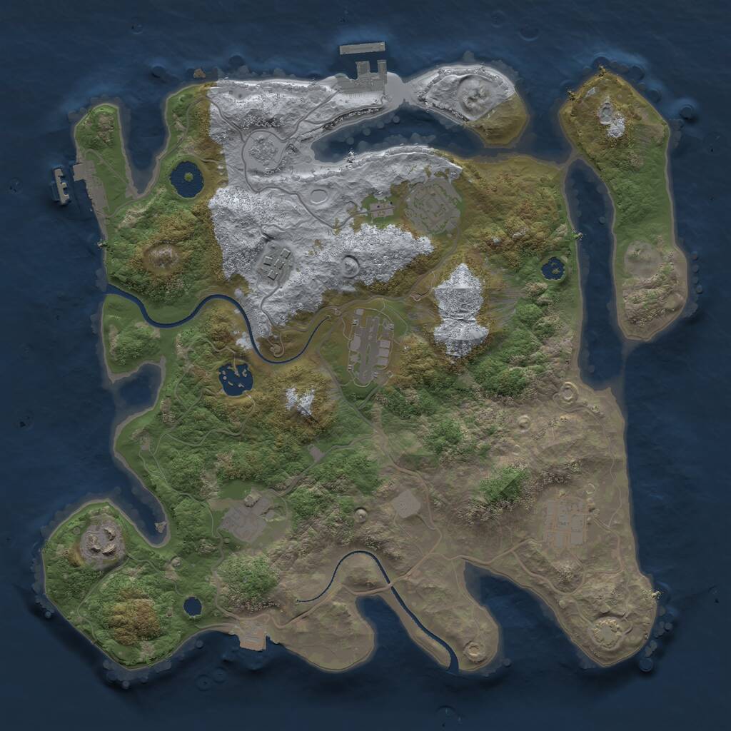 Rust Map: Procedural Map, Size: 3250, Seed: 2085166349, 12 Monuments