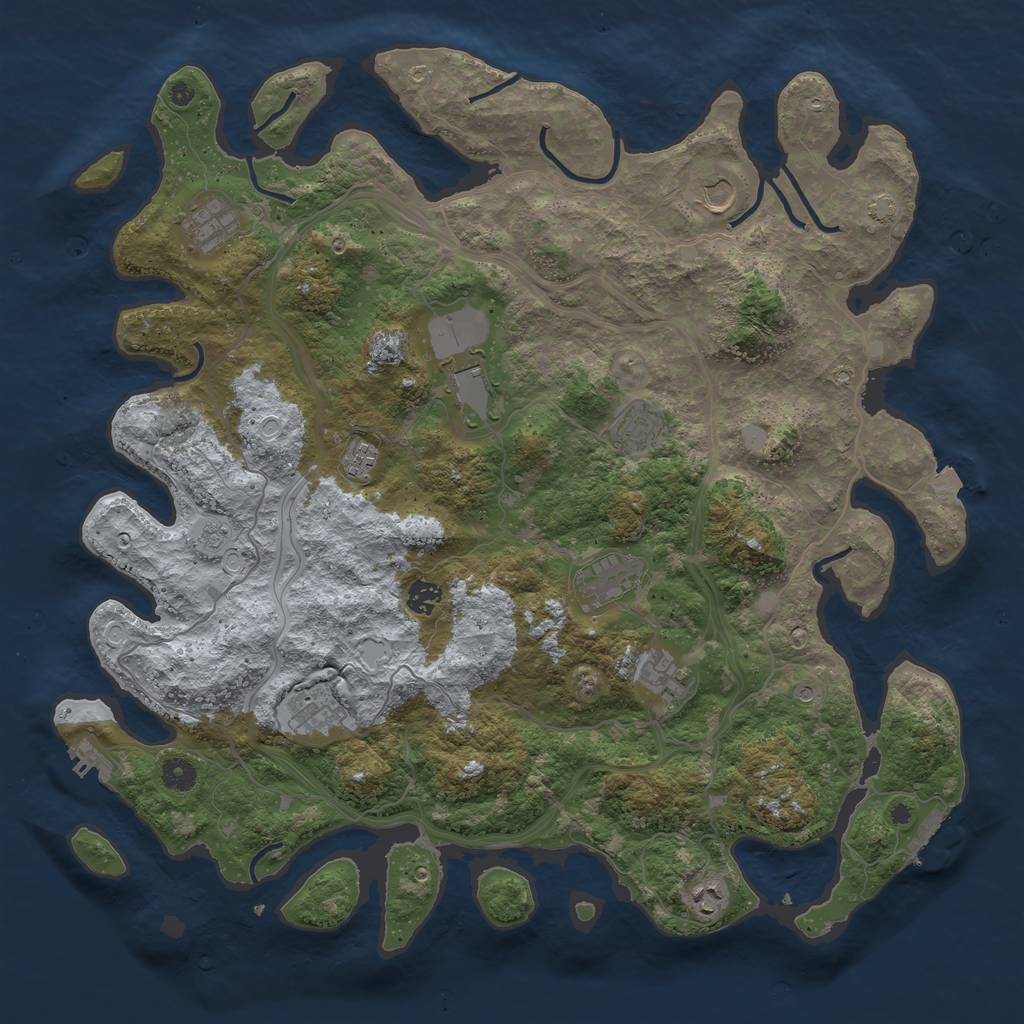 Rust Map: Procedural Map, Size: 4500, Seed: 2138057902, 18 Monuments