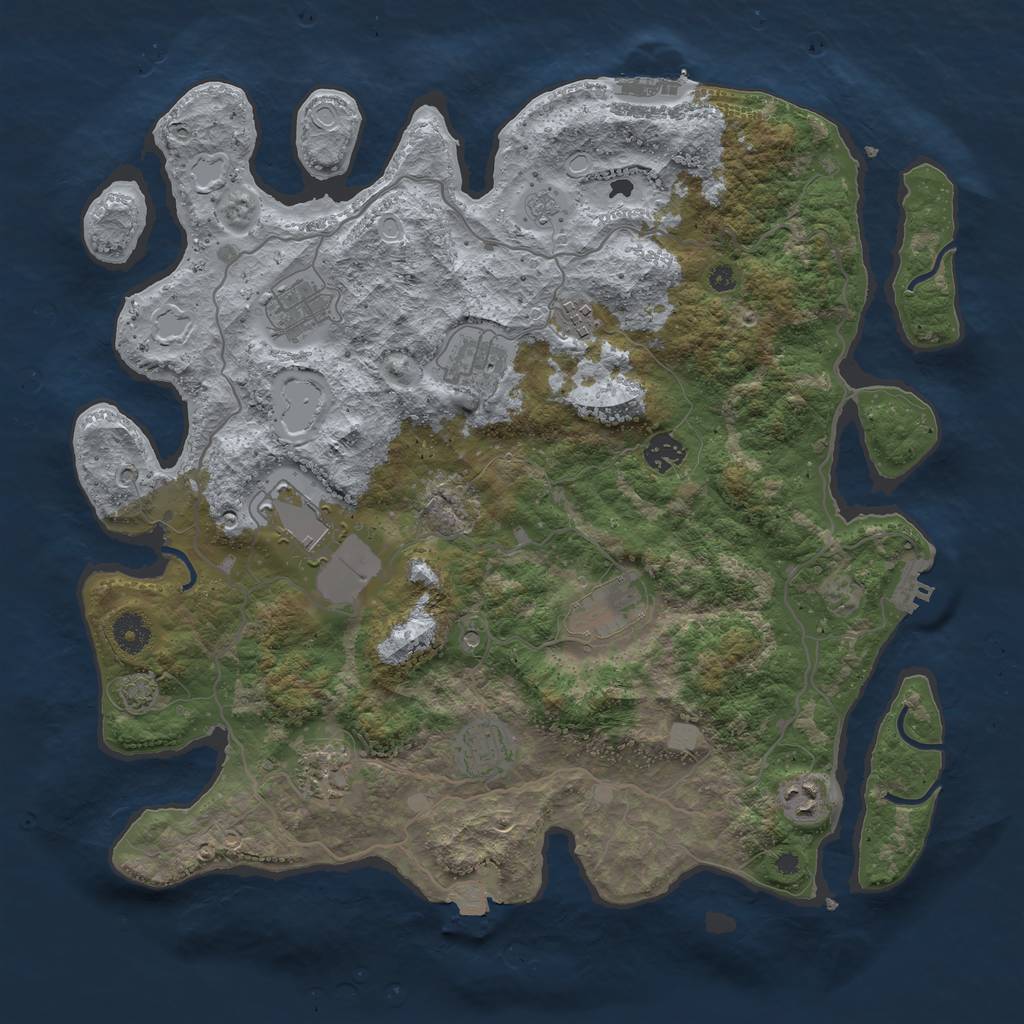 Rust Map: Procedural Map, Size: 4000, Seed: 1575415385, 17 Monuments