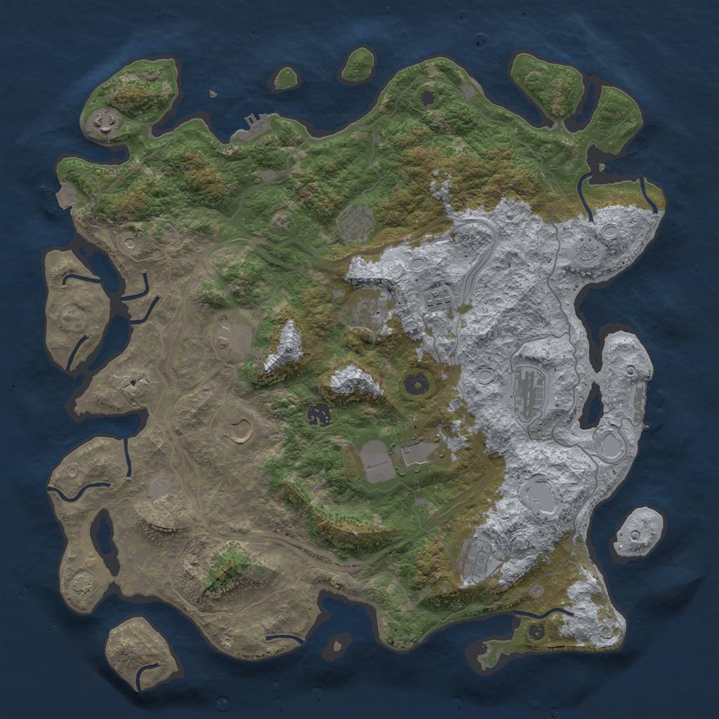 Rust Map: Procedural Map, Size: 4500, Seed: 2378, 18 Monuments
