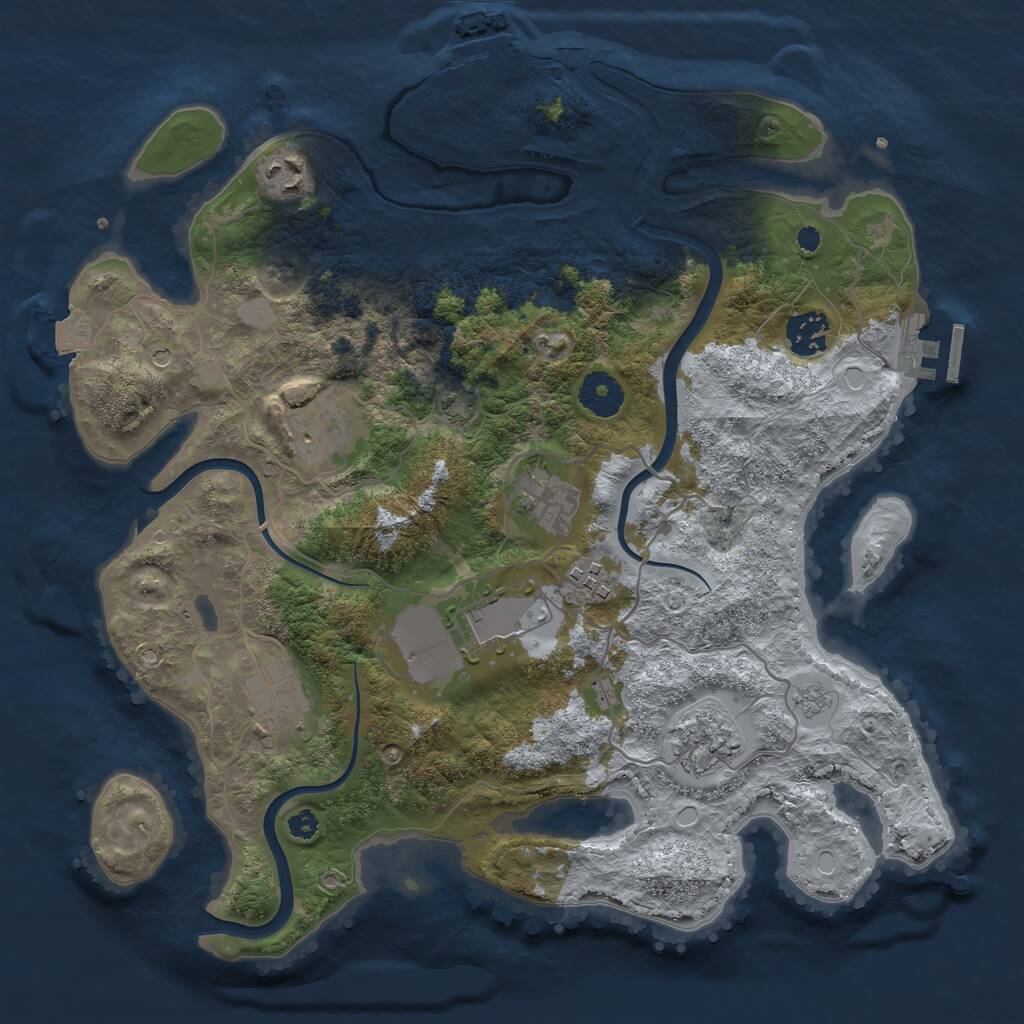 Rust Map: Procedural Map, Size: 3500, Seed: 1061701766, 14 Monuments