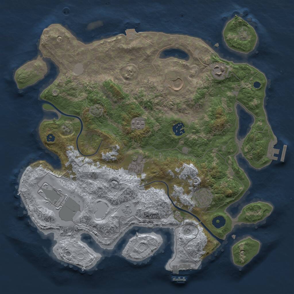 Rust Map: Procedural Map, Size: 3500, Seed: 607657, 13 Monuments