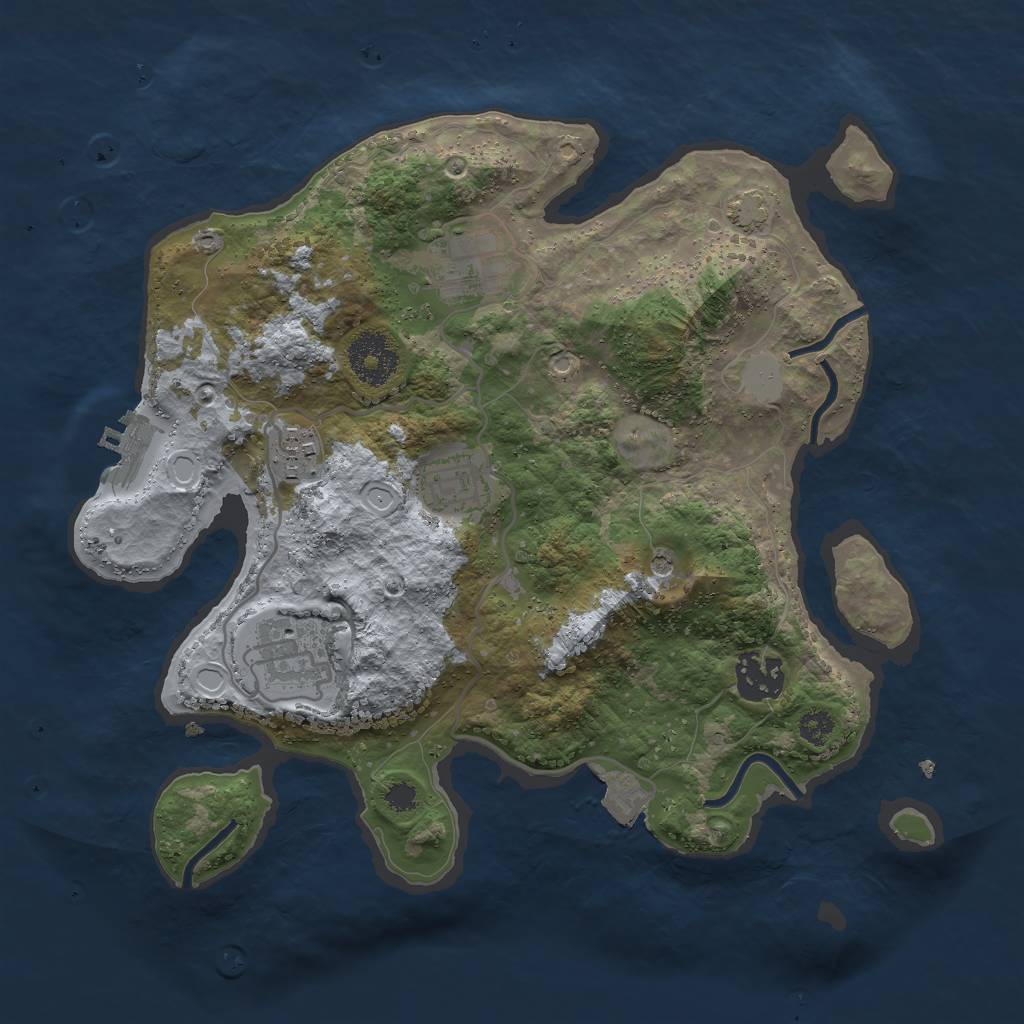 Rust Map: Procedural Map, Size: 3000, Seed: 421226554, 11 Monuments