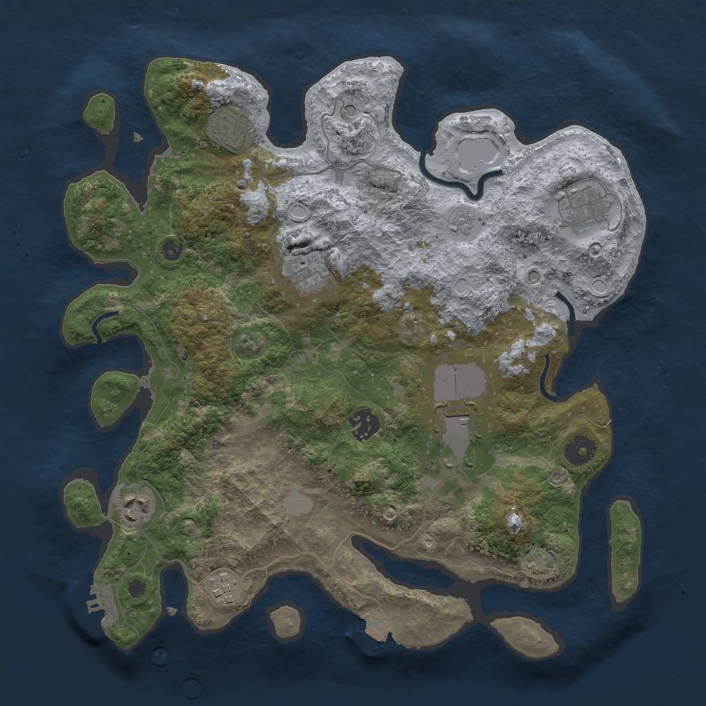 Rust Map: Procedural Map, Size: 3500, Seed: 76430551, 14 Monuments