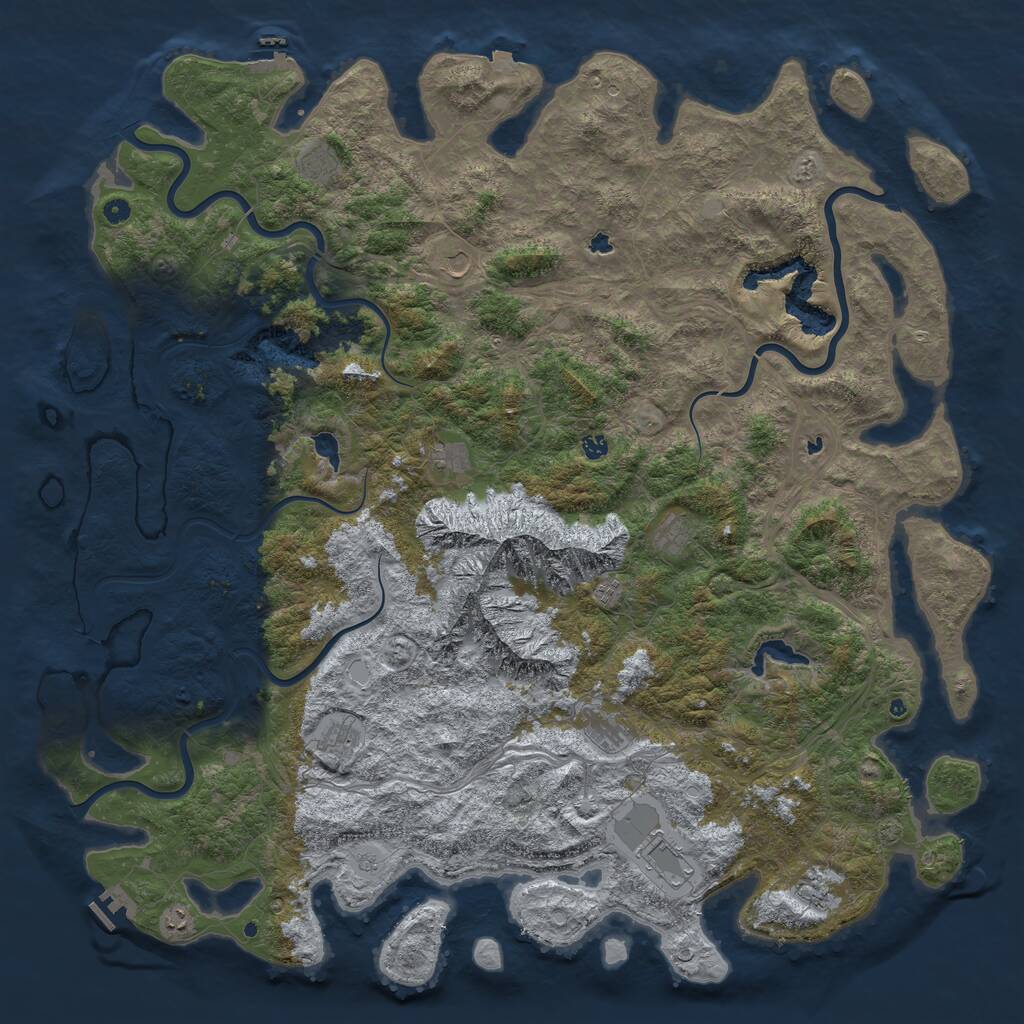 Rust Map: Procedural Map, Size: 6000, Seed: 1307755963, 17 Monuments