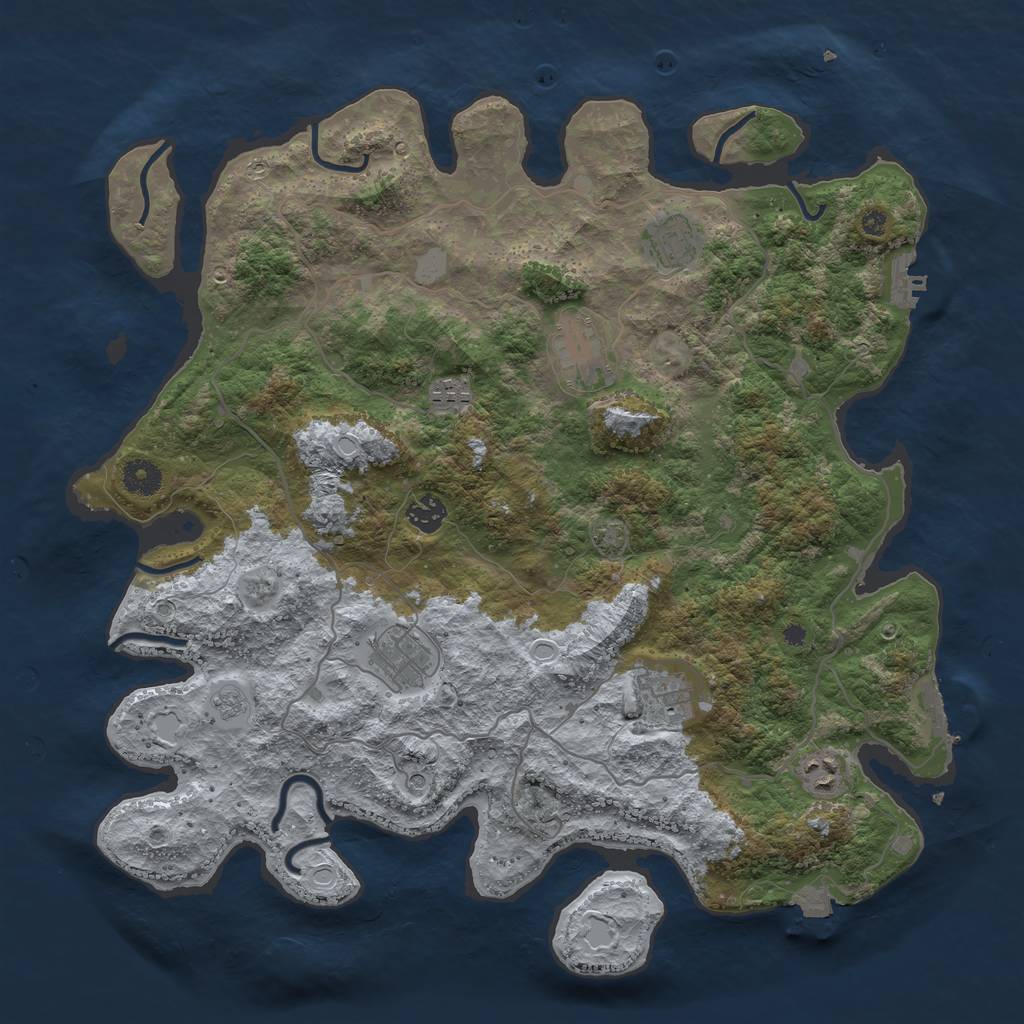 Rust Map: Procedural Map, Size: 4050, Seed: 912741265, 15 Monuments