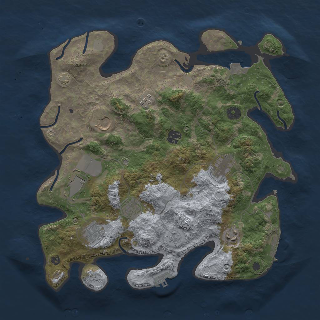 Rust Map: Procedural Map, Size: 3500, Seed: 663642001, 16 Monuments