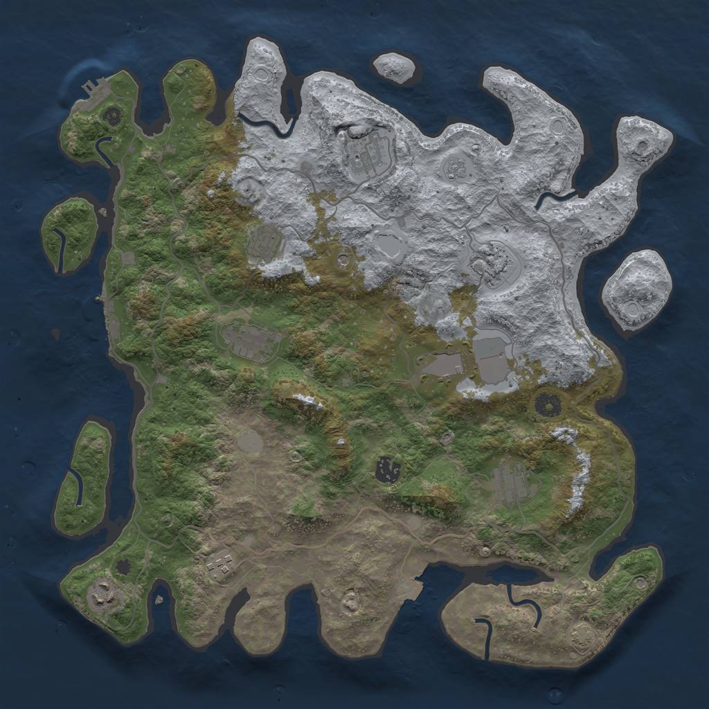 Rust Map: Procedural Map, Size: 4050, Seed: 1133345679, 17 Monuments