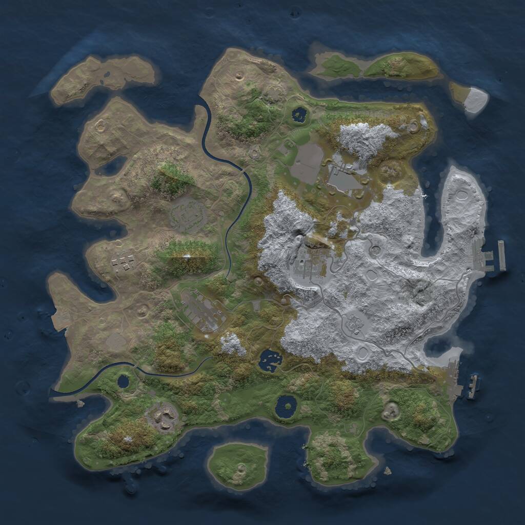 Rust Map: Procedural Map, Size: 3500, Seed: 1649583757, 13 Monuments