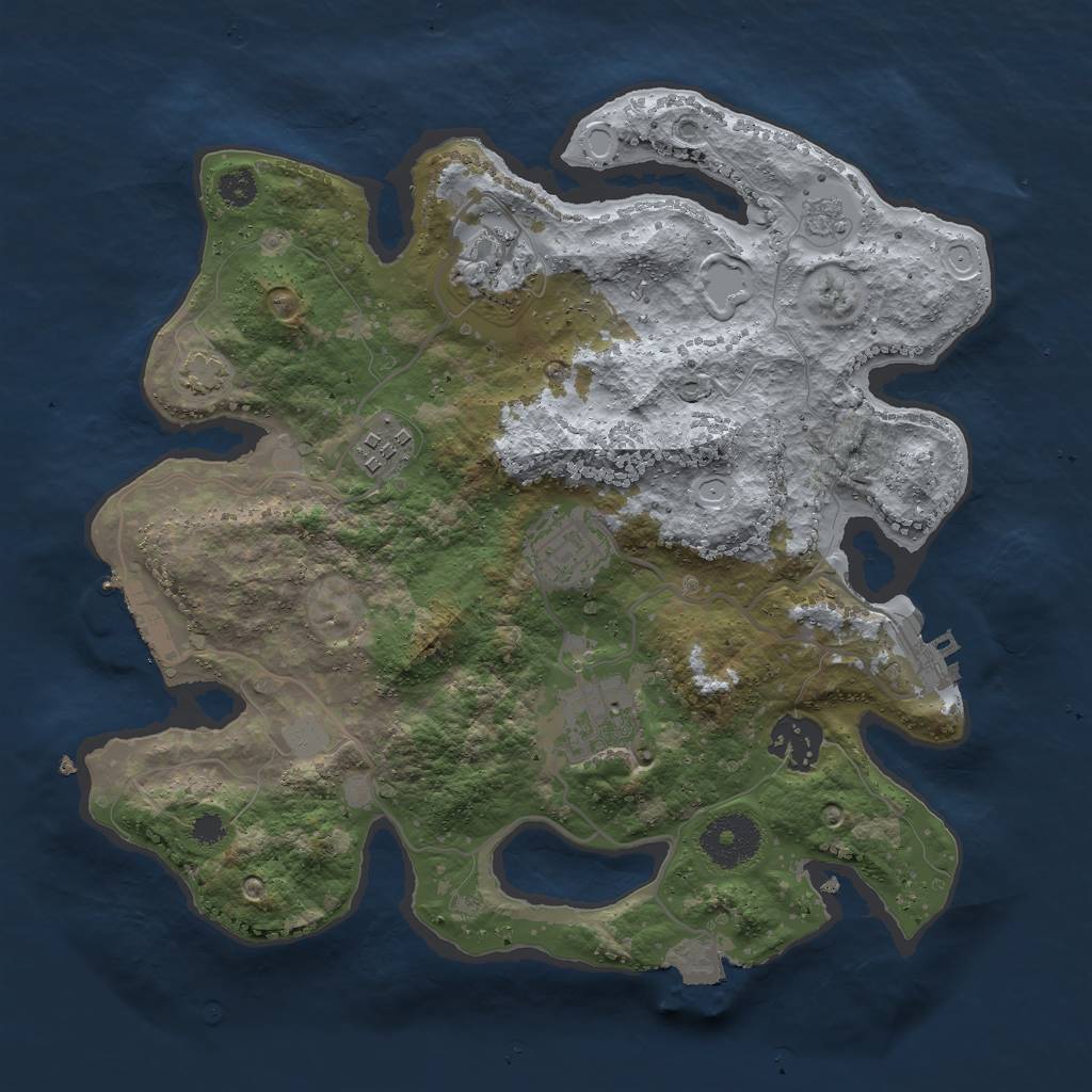 Rust Map: Procedural Map, Size: 3000, Seed: 43276, 12 Monuments