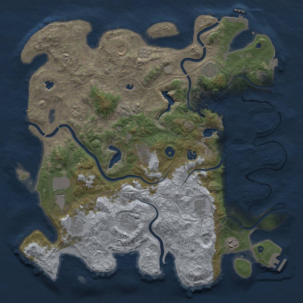 Rust Map: Procedural Map, Size: 4500, Seed: 49141961, 17 Monuments