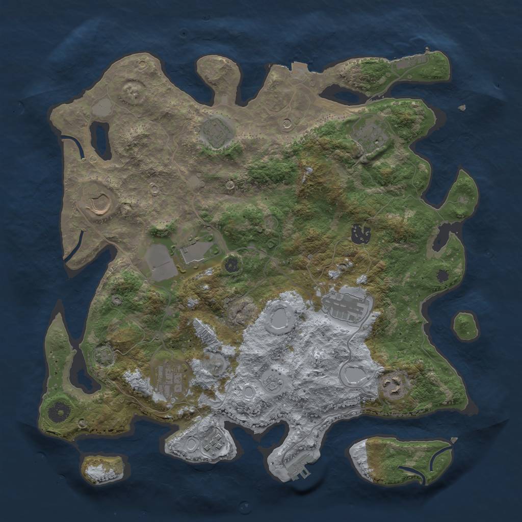 Rust Map: Procedural Map, Size: 3750, Seed: 675082211, 17 Monuments