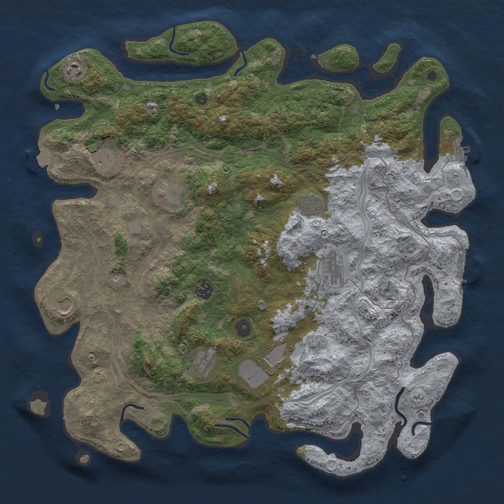 Rust Map: Procedural Map, Size: 4500, Seed: 2024549661, 18 Monuments