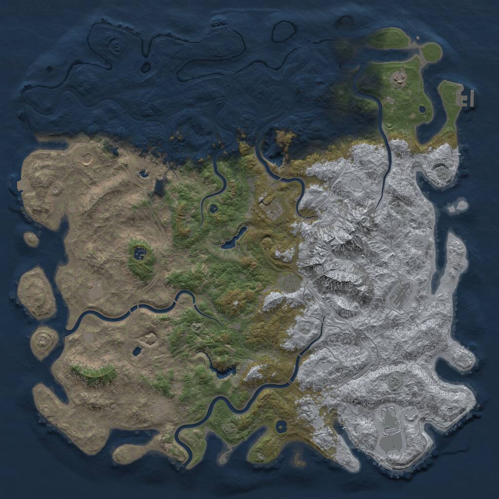 Rust Map: Procedural Map, Size: 6000, Seed: 217354722, 17 Monuments