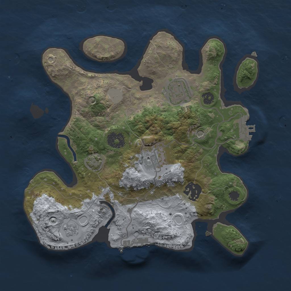 Rust Map: Procedural Map, Size: 2500, Seed: 552598, 11 Monuments