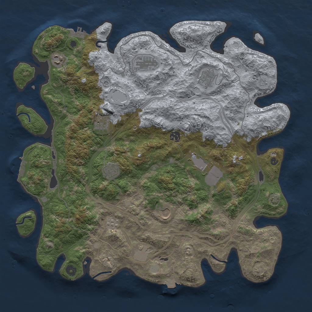 Rust Map: Procedural Map, Size: 4300, Seed: 3969, 18 Monuments