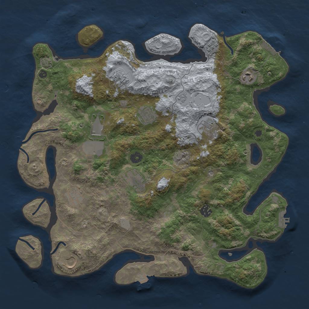 Rust Map: Procedural Map, Size: 3950, Seed: 80731729, 18 Monuments
