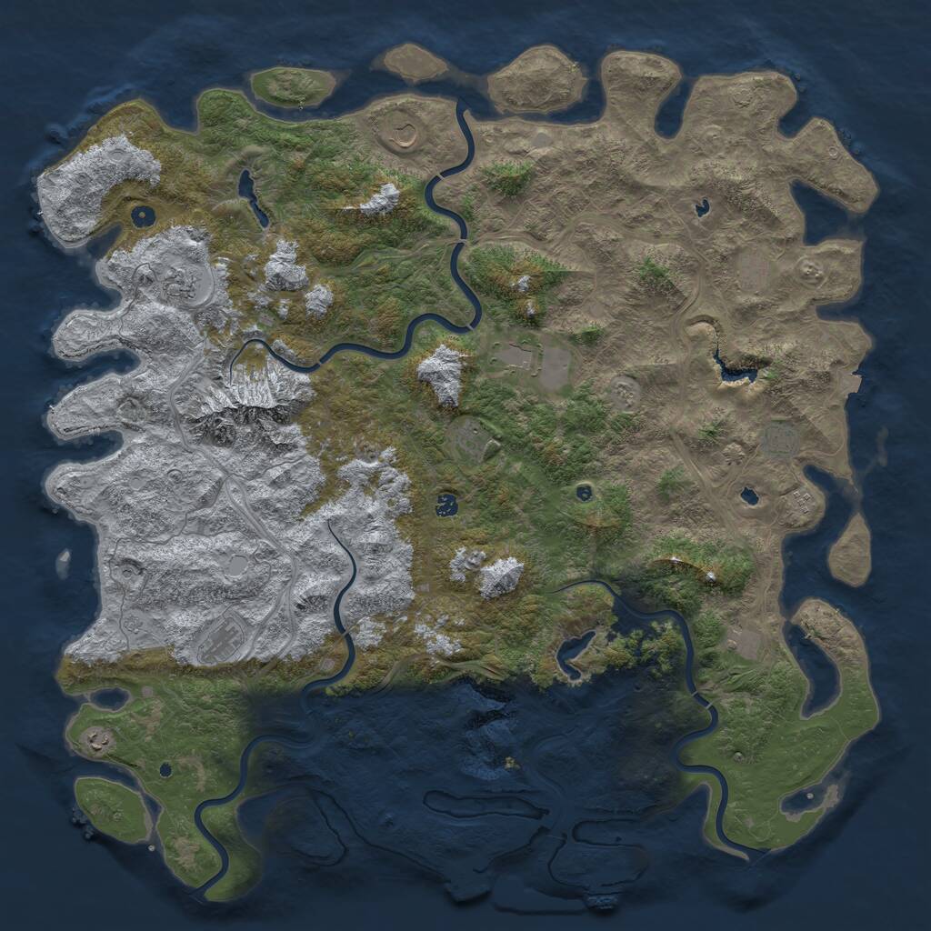 Rust Map: Procedural Map, Size: 6000, Seed: 3567393, 17 Monuments