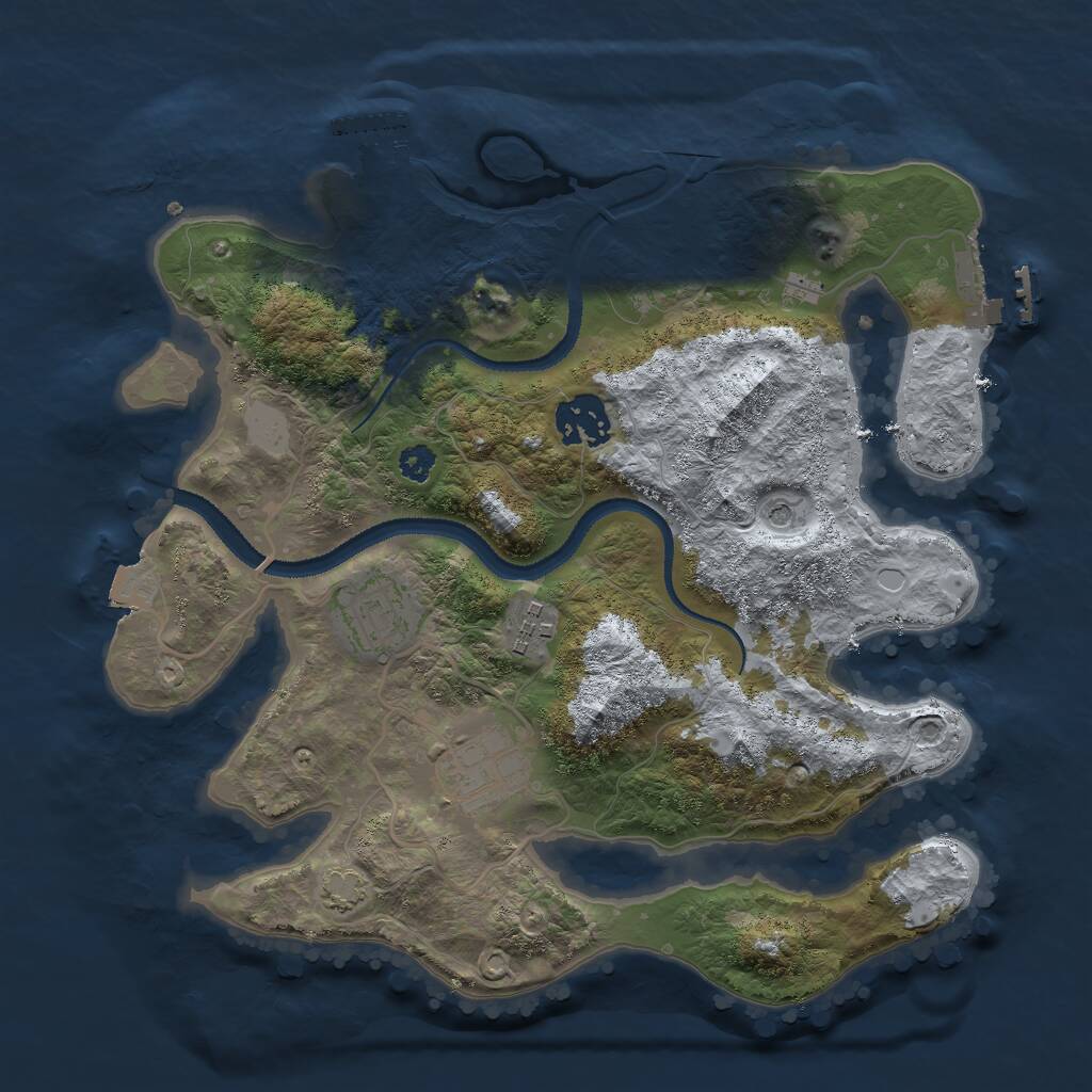 Rust Map: Procedural Map, Size: 3000, Seed: 12152125, 9 Monuments