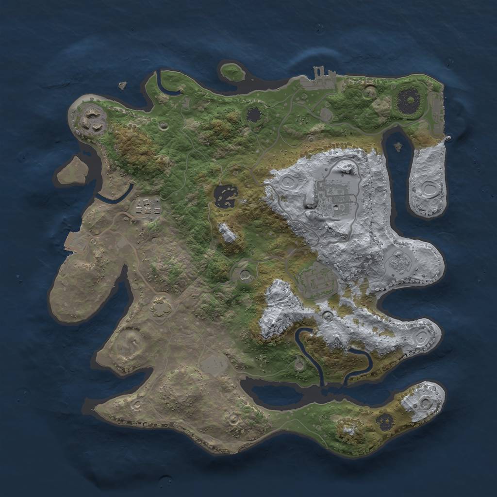 Rust Map: Procedural Map, Size: 3000, Seed: 12152125, 13 Monuments
