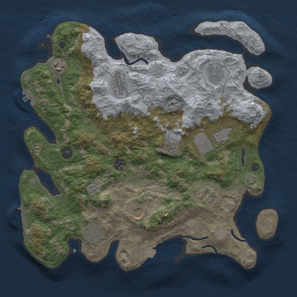 Rust Map: Procedural Map, Size: 3700, Seed: 1902460065, 18 Monuments