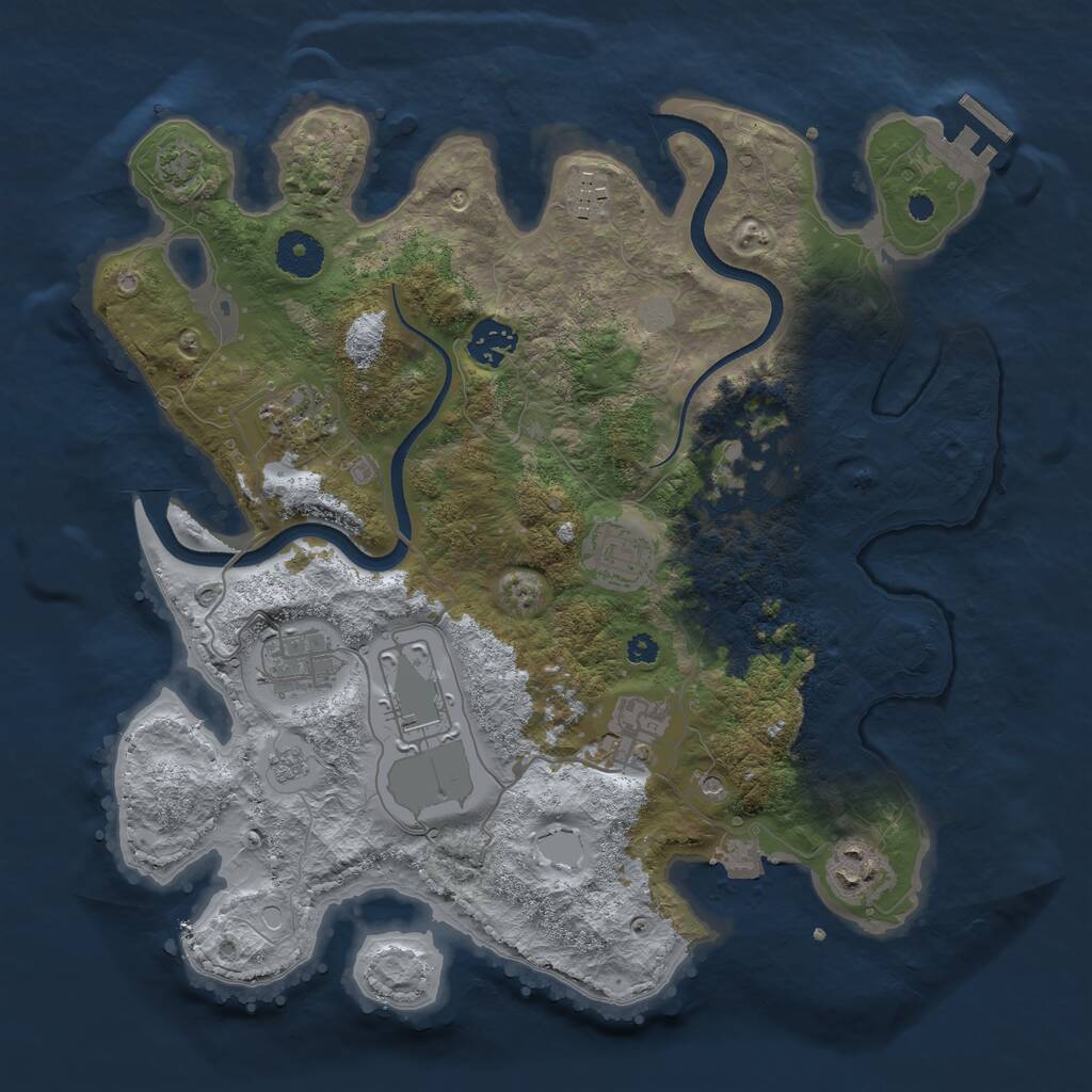 Rust Map: Procedural Map, Size: 3500, Seed: 1067568312, 14 Monuments